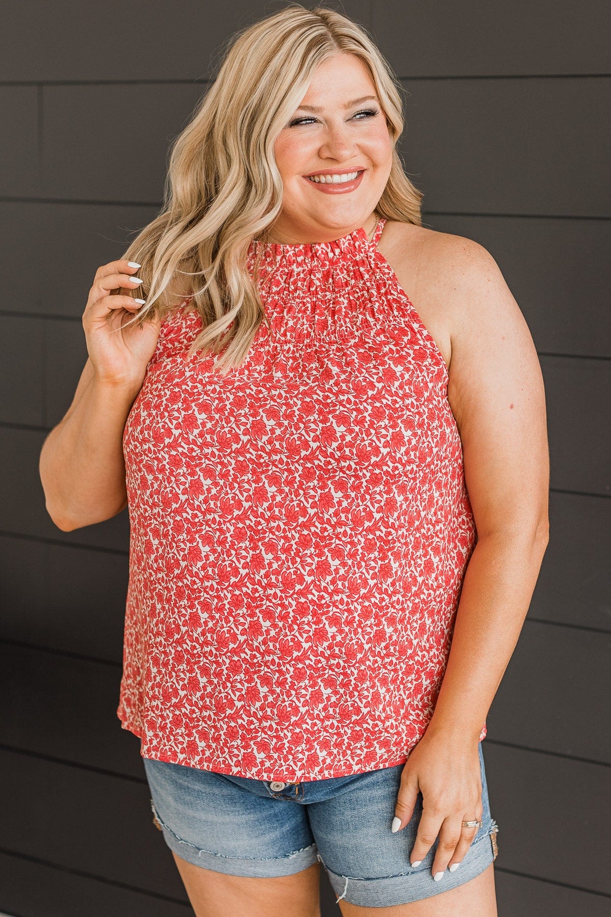 Watch Me Bloom Floral Tank Top- Red - Image 4