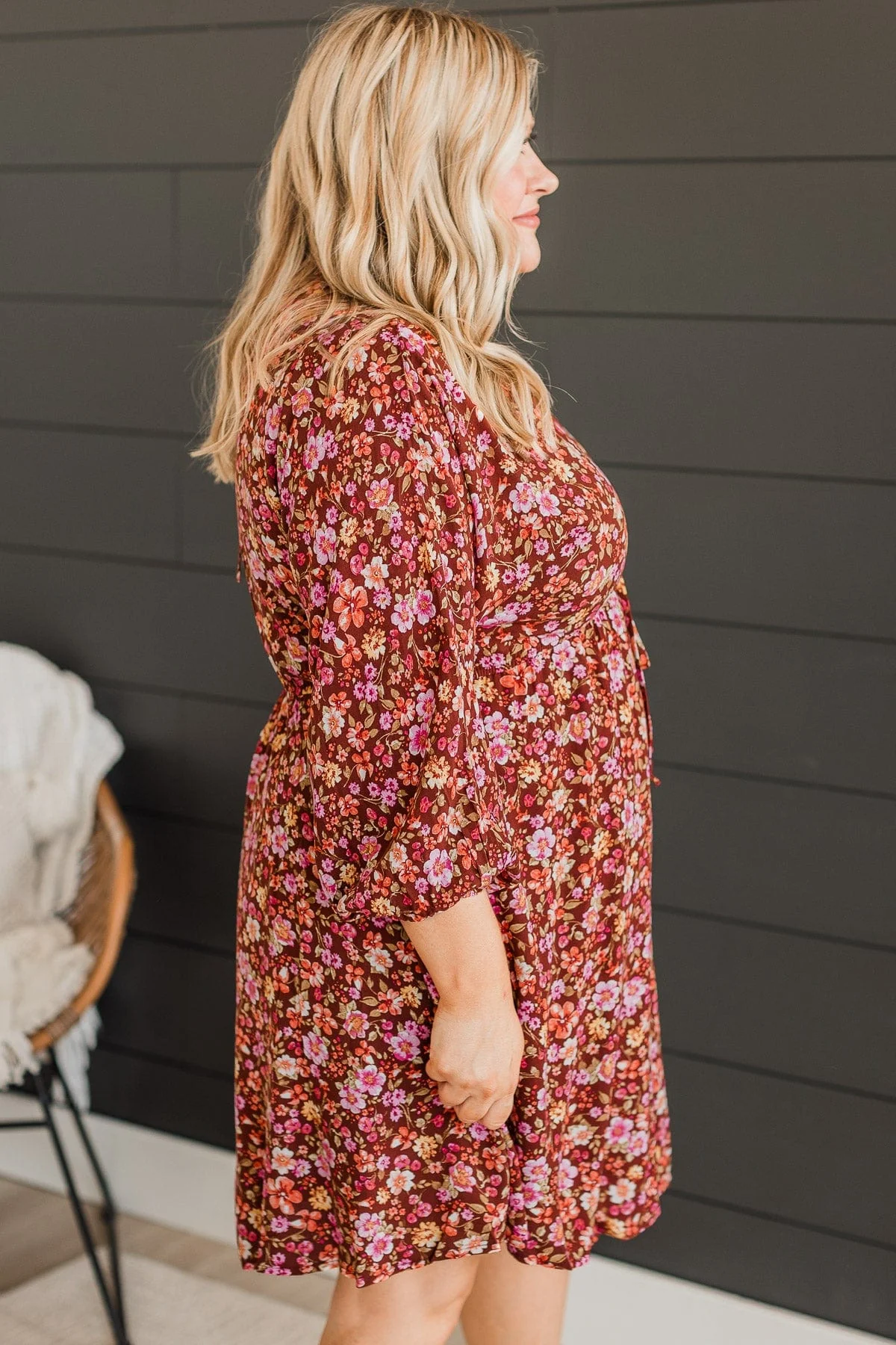Watch Me Go Floral Dress- Rust & Pink - Image 5