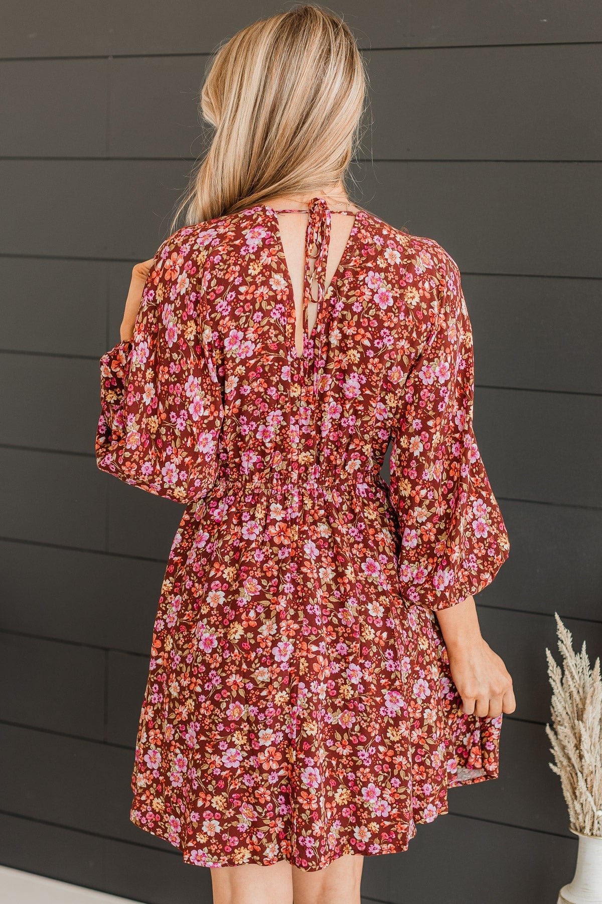 Watch Me Go Floral Dress- Rust & Pink - Image 6