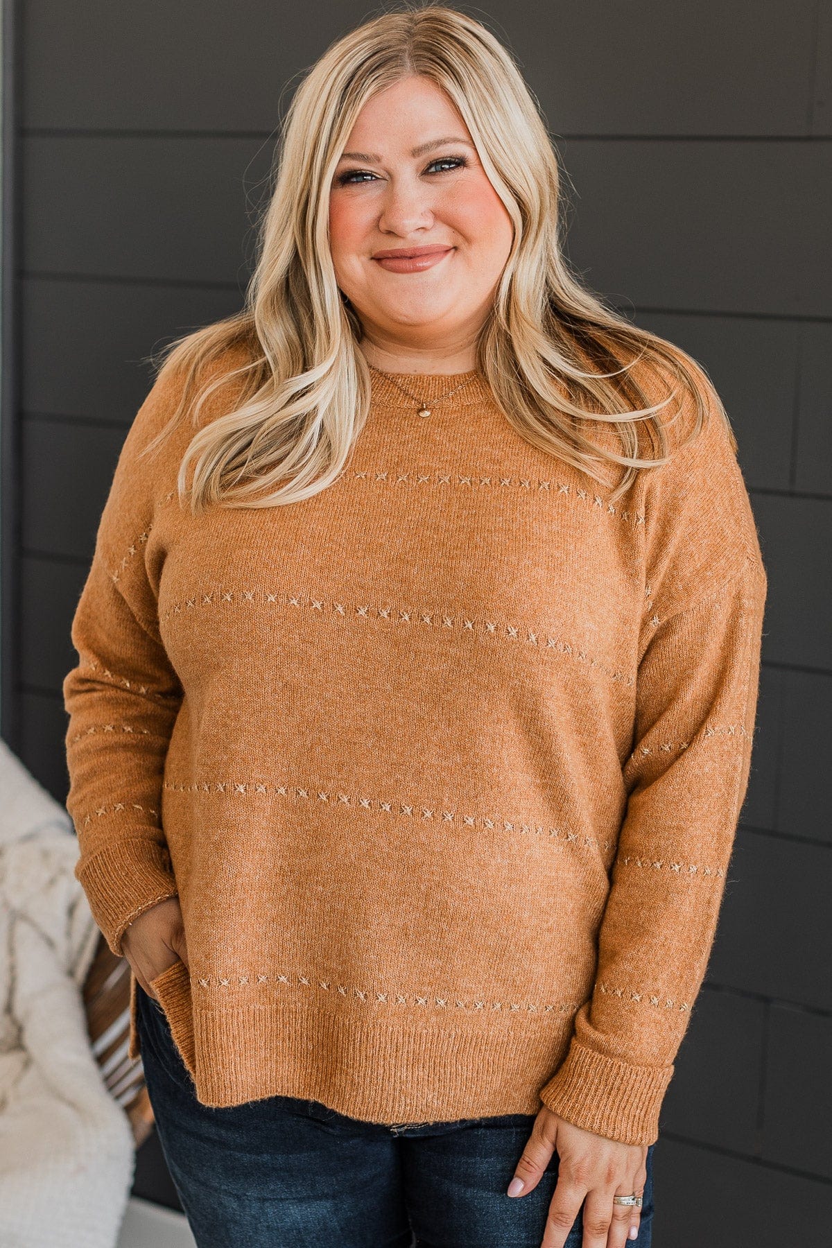 Watch Them Swoon Knit Sweater- Camel - Image 2
