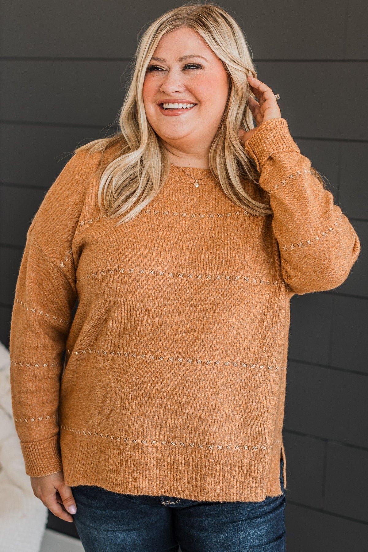 Watch Them Swoon Knit Sweater- Camel - Image 4