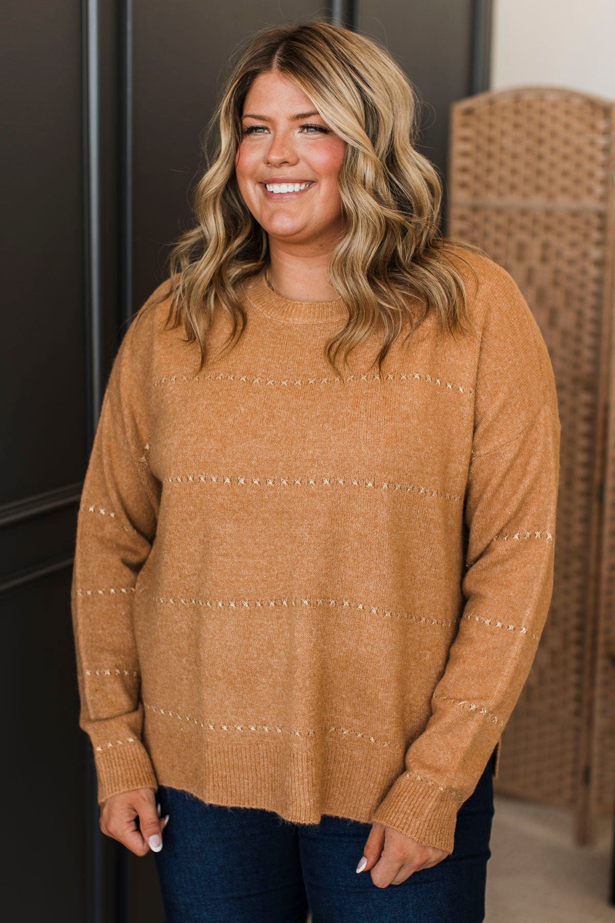 Watch Them Swoon Knit Sweater- Camel - Image 9
