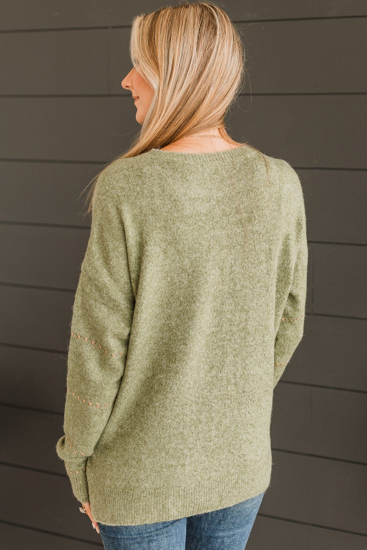 Watch Them Swoon Knit Sweater- Sage - Image 11