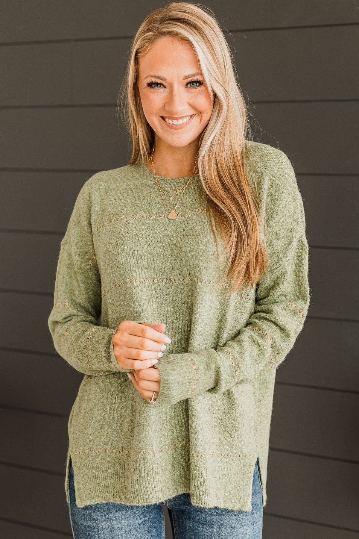 Watch Them Swoon Knit Sweater- Sage - Image 2
