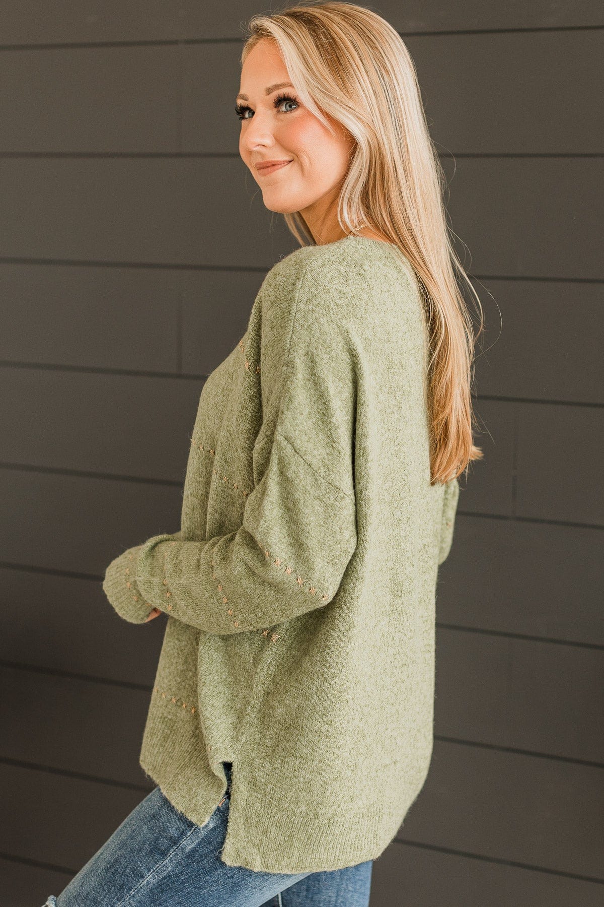 Watch Them Swoon Knit Sweater- Sage - Image 9