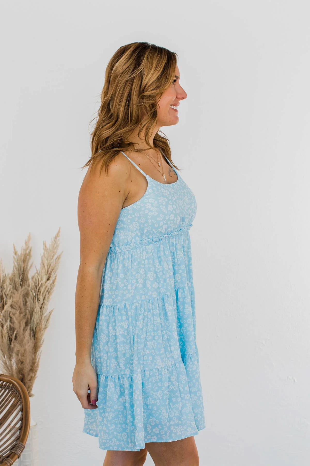 Watching Petals Fall Floral Dress- Light Blue - Image 7