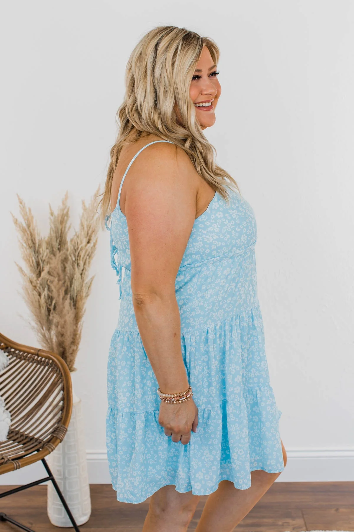 Watching Petals Fall Floral Dress- Light Blue - Image 9