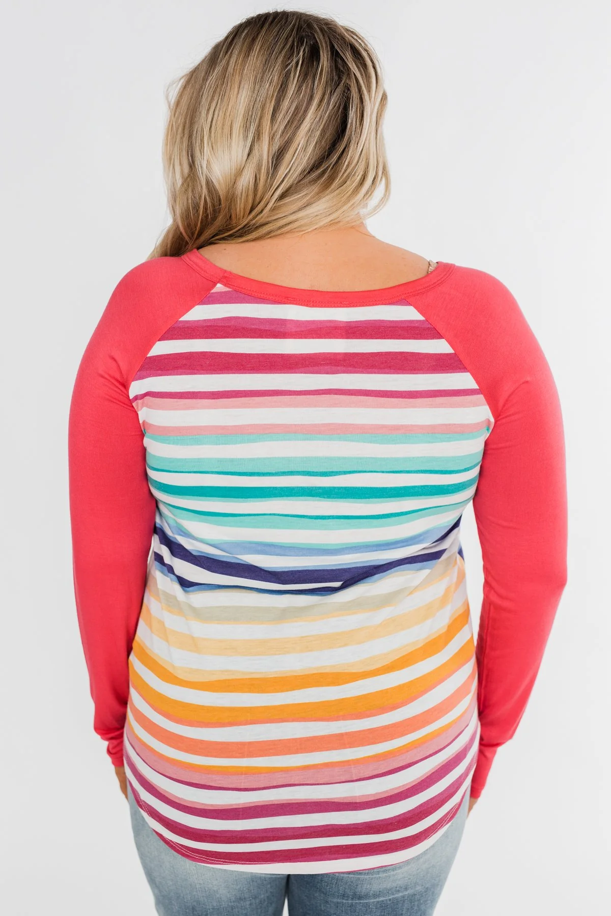 Waves of Color Striped Color Block Top- Fruit Punch - Image 15