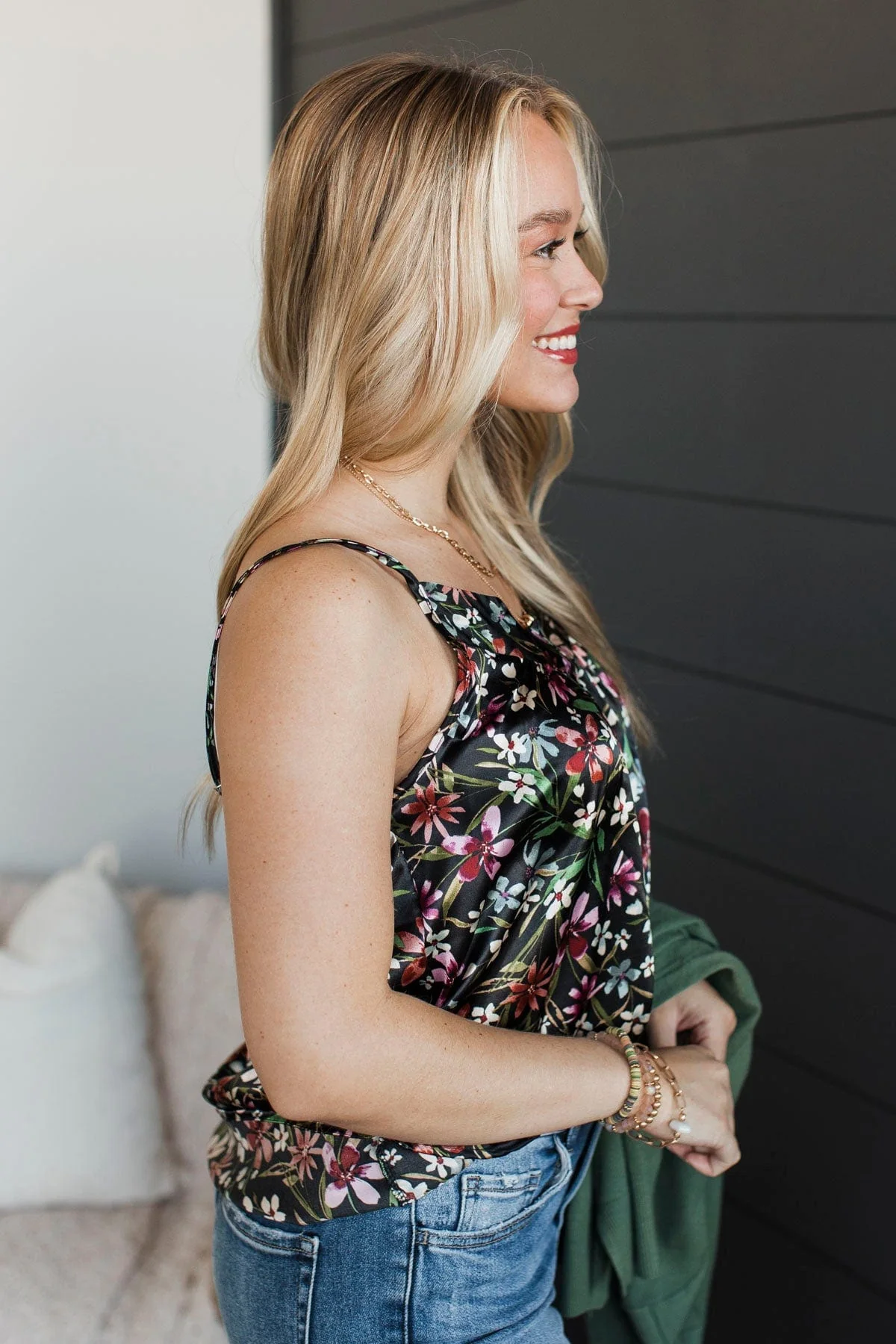 Ways Of The Heart Floral Tank Top- Black - Image 5