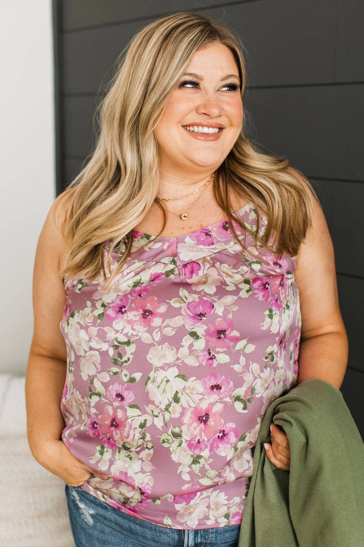 Ways Of The Heart Floral Tank Top- Light Mauve - Image 3