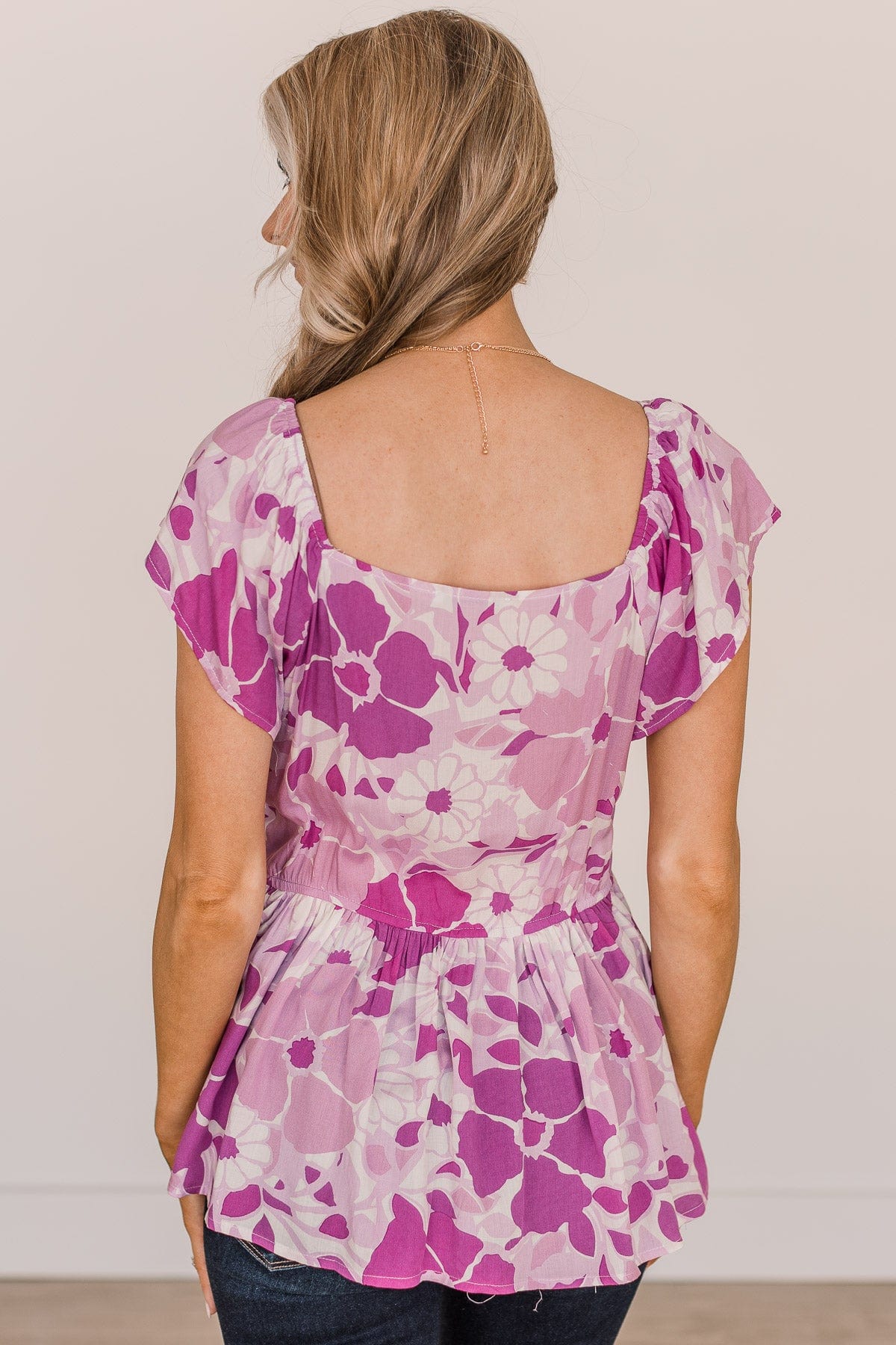 We Go Together Floral Babydoll Top- Magenta - Image 7