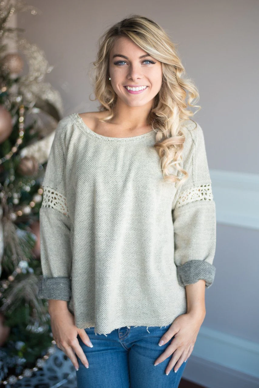 We Go Together Sweater Top ~ Light Mocha