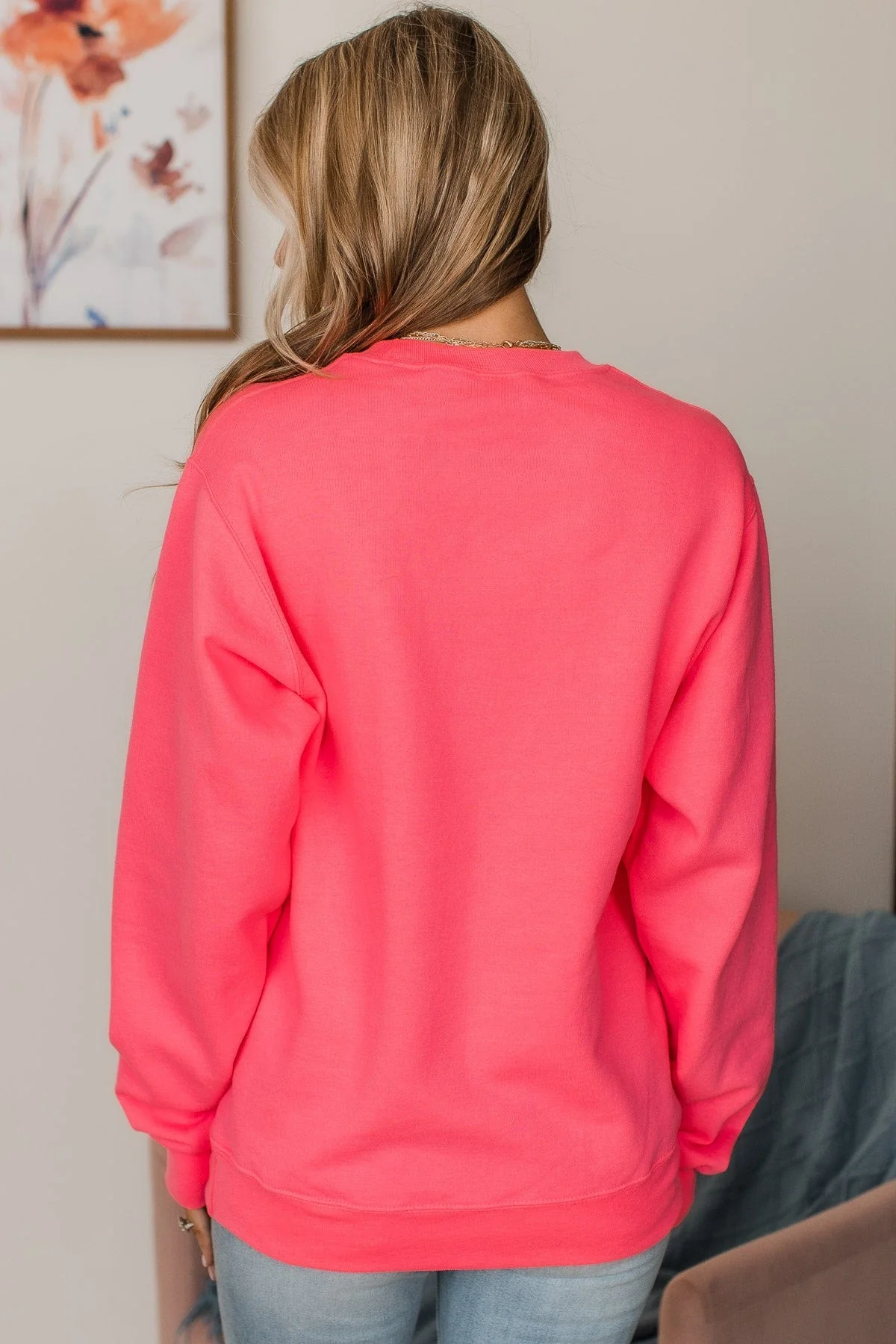 "Weekend Vibes Only" Crew Neck Pullover- Neon Pink - Image 7