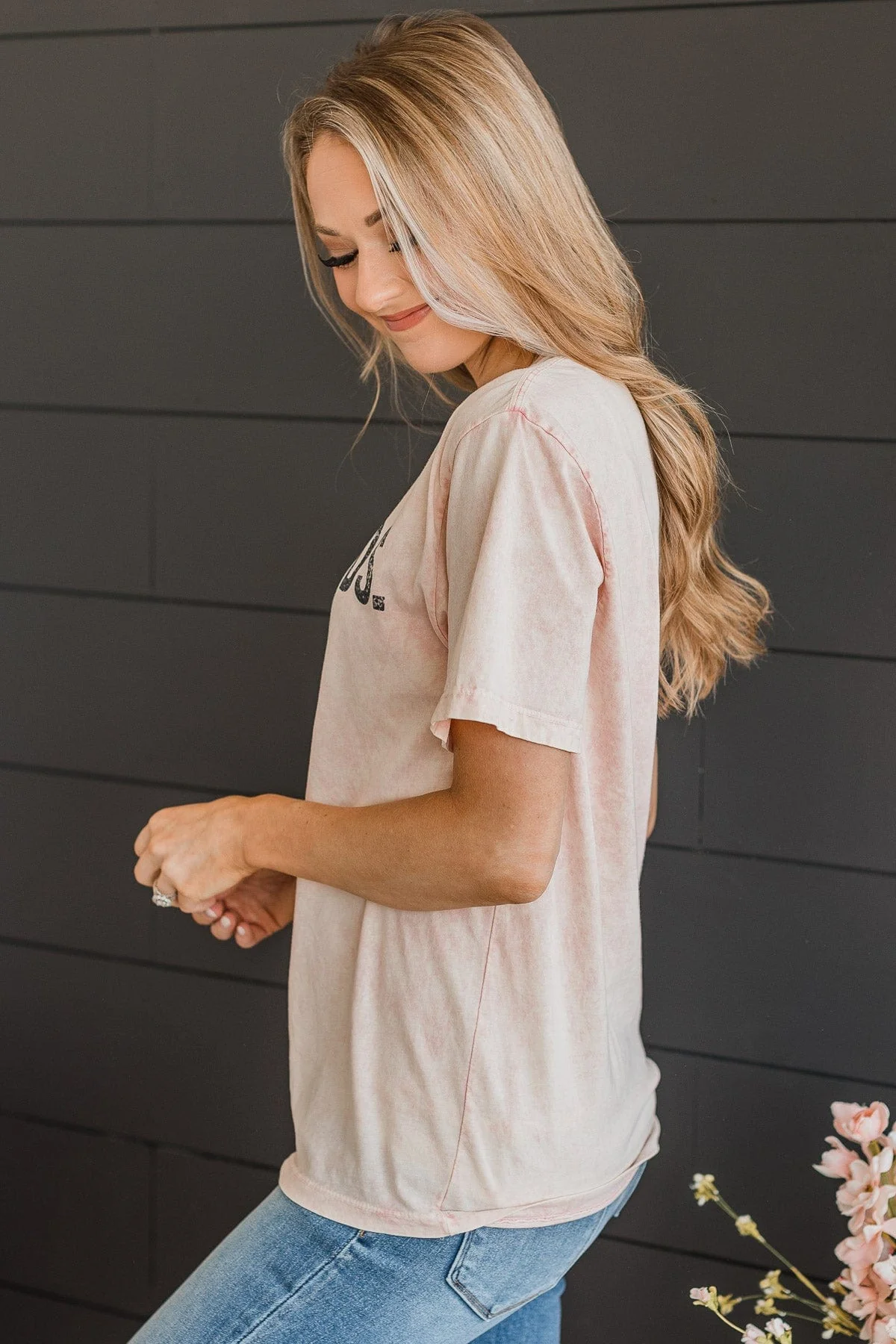 "Weekends, Coffee, & Dogs" Graphic Tee- Light Pink - Image 6