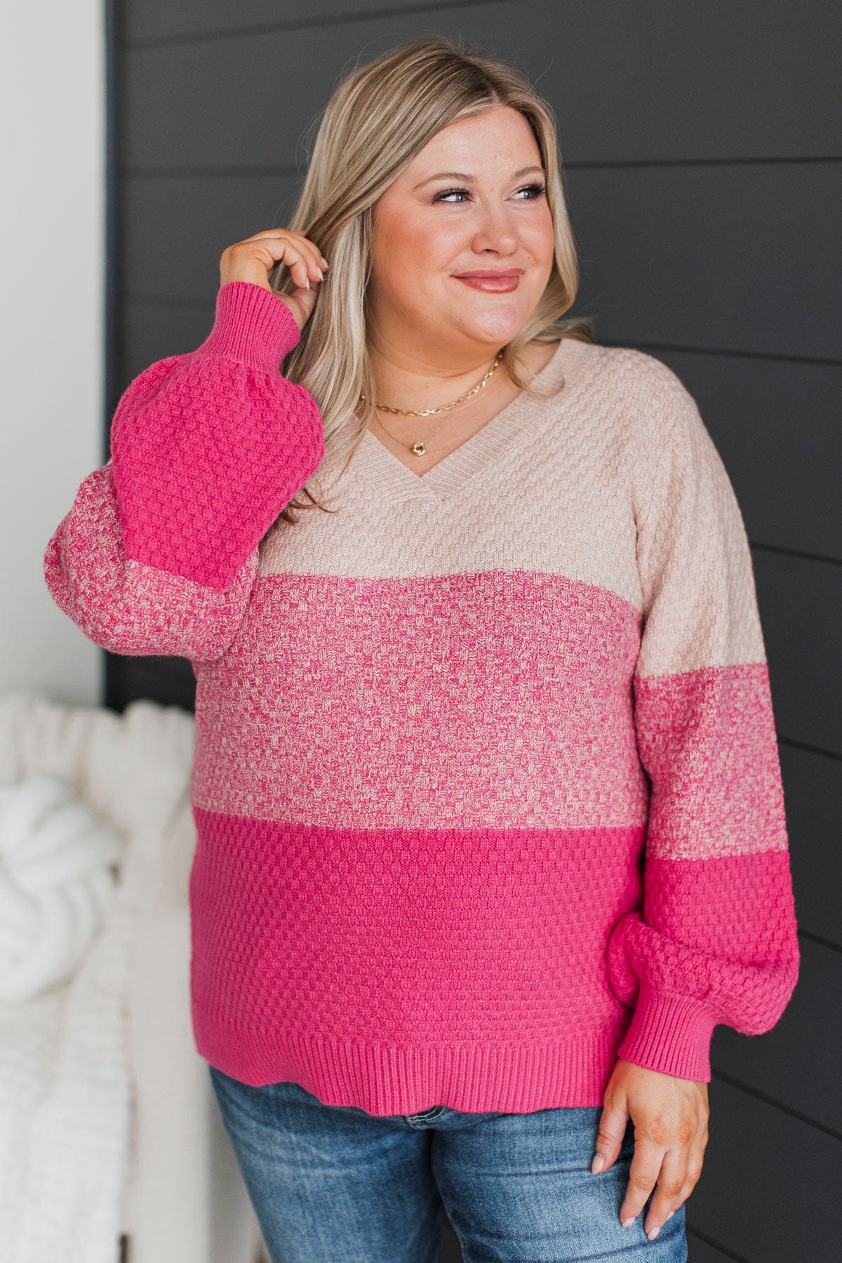Welcoming Changes Color Block Sweater- Pink - Image 3
