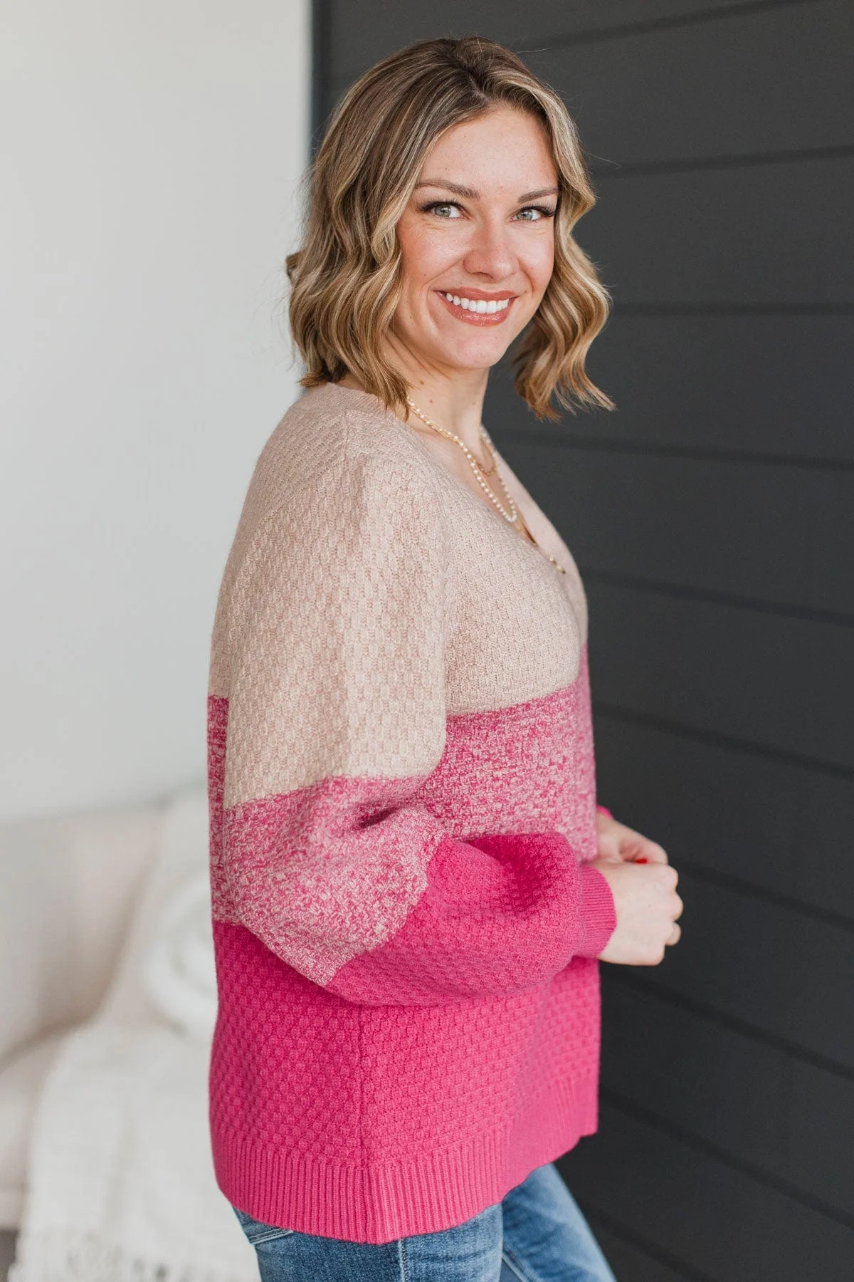 Welcoming Changes Color Block Sweater- Pink - Image 6
