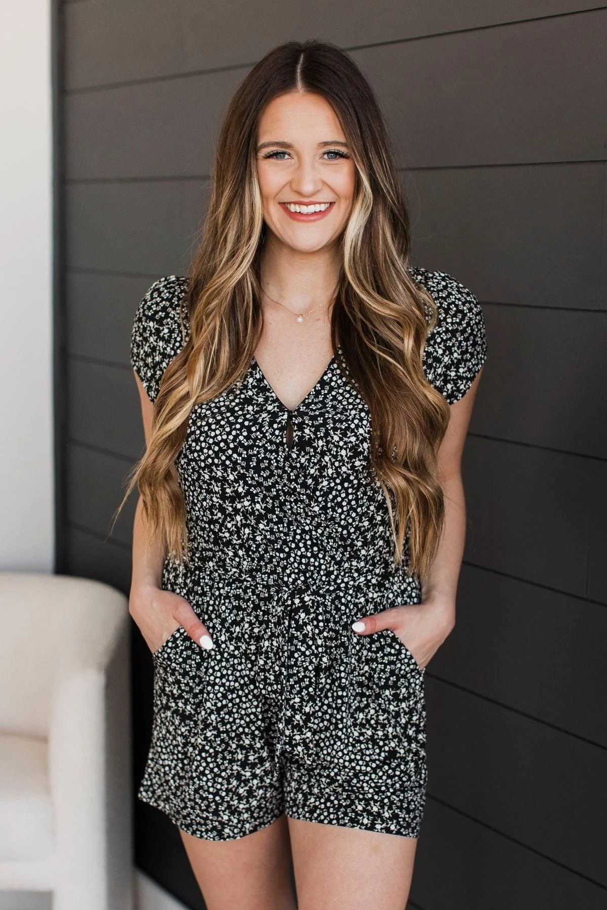 Welcoming Friends Floral Romper- Black - Image 3