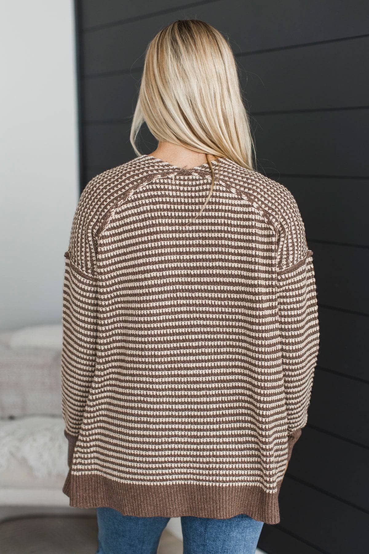 Welcoming Memories Waffle Knit Cardigan- Dark Mocha - Image 7