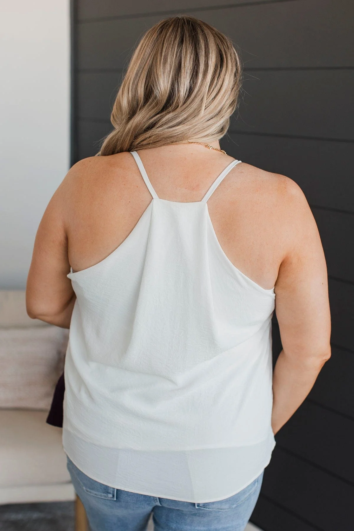 Welcoming Thoughts Racerback Tank Top- Off-White - Image 6