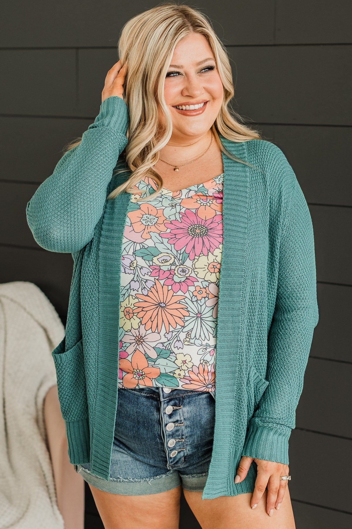 Welcoming To You Knitted Cardigan- Jade - Image 2