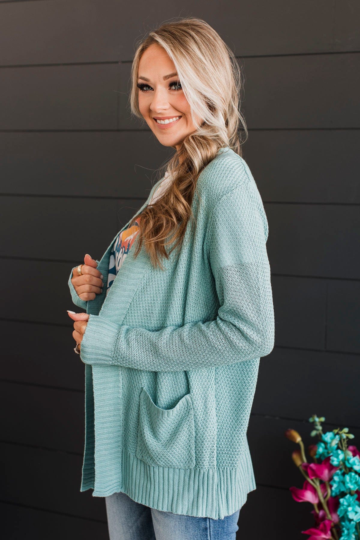 Welcoming To You Knitted Cardigan- Dusty Mint - Image 4
