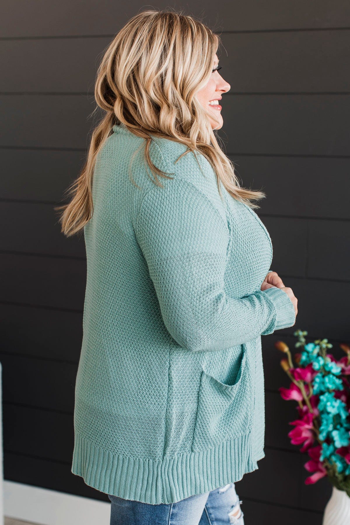Welcoming To You Knitted Cardigan- Dusty Mint - Image 5