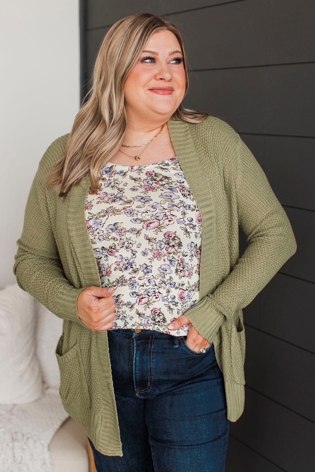 Welcoming To You Knitted Cardigan- Light Olive - Image 2