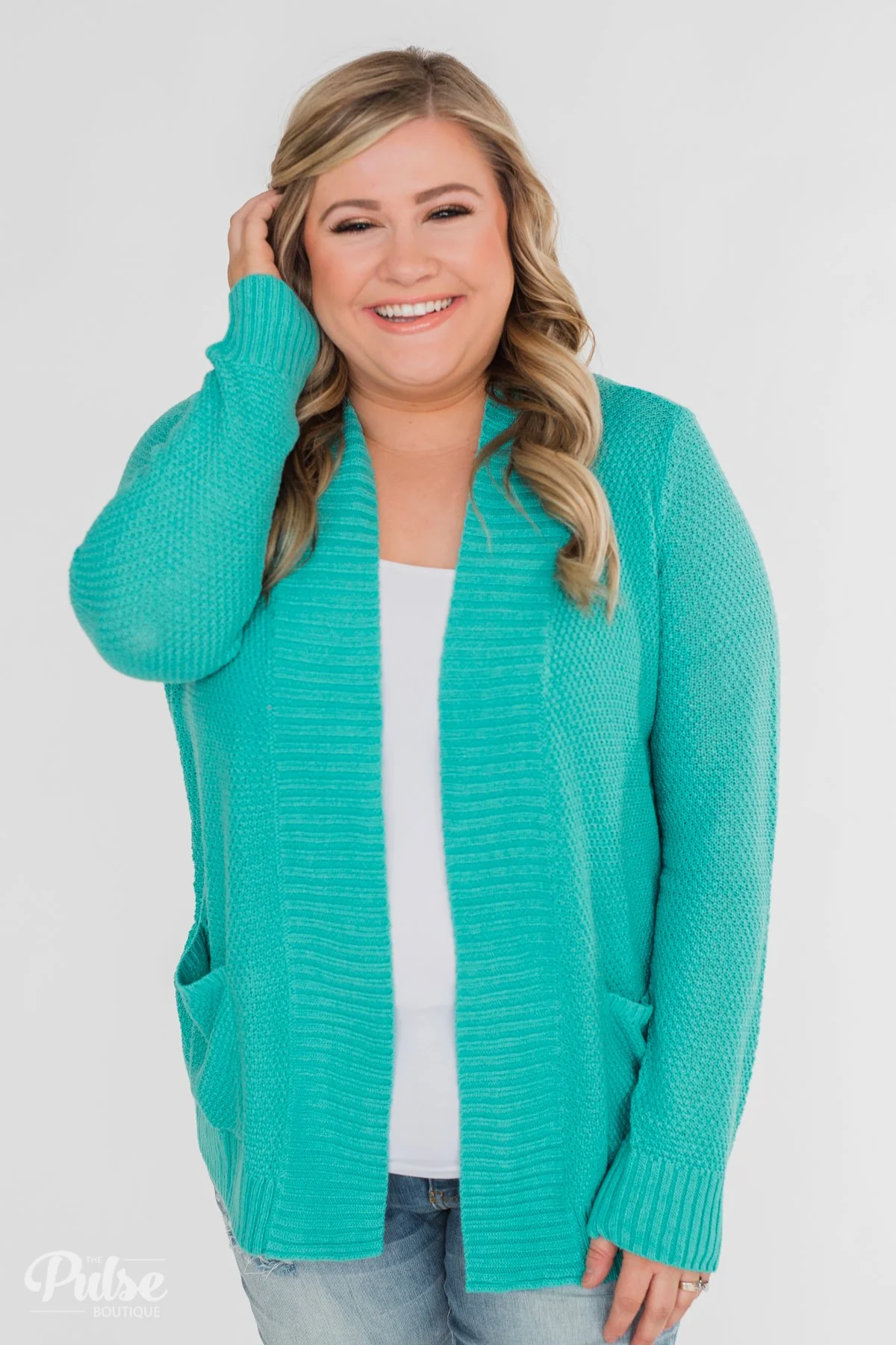 Welcoming To You Knitted Cardigan- Tiffany Blue - Image 13