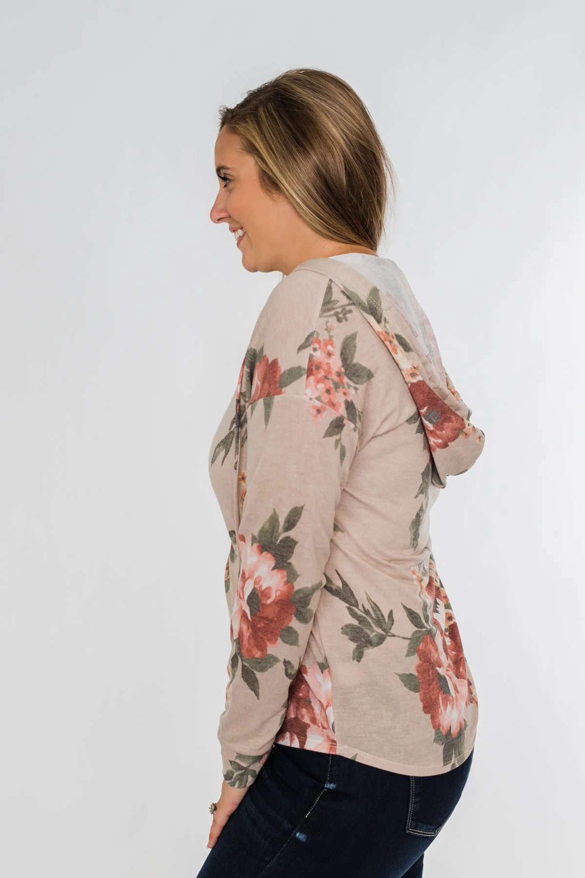 Well Wishes Floral Hoodie- Beige - Image 11