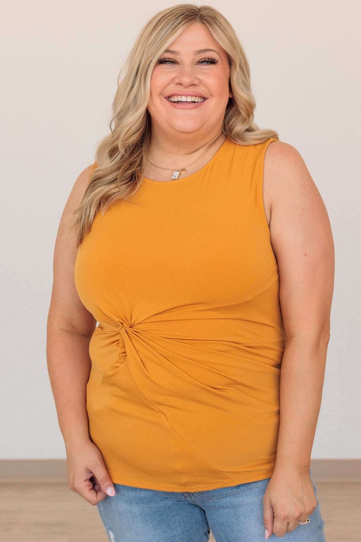 What A Day Front Twist Top- Golden Yellow - Image 2