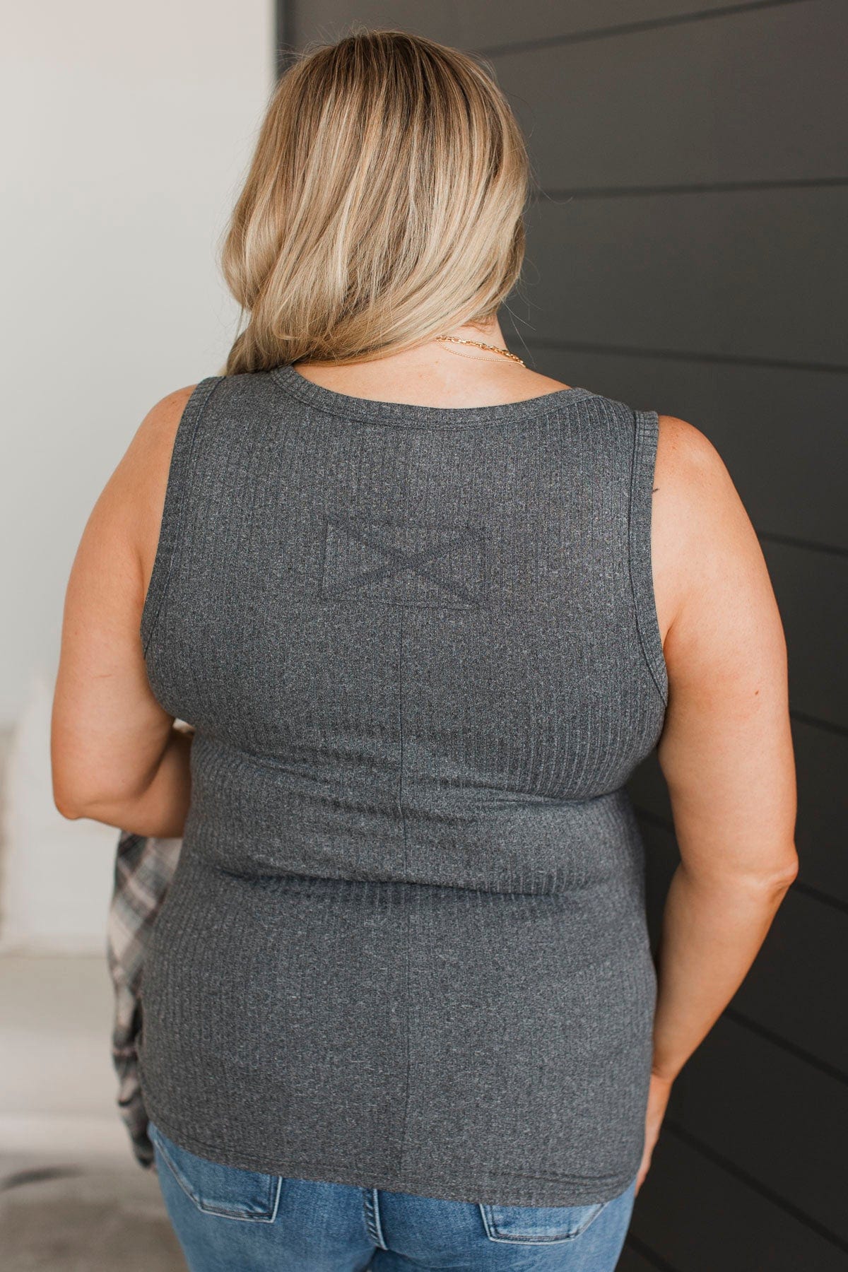 What A Delight Ribbed Tank Top- Charcoal - Image 7
