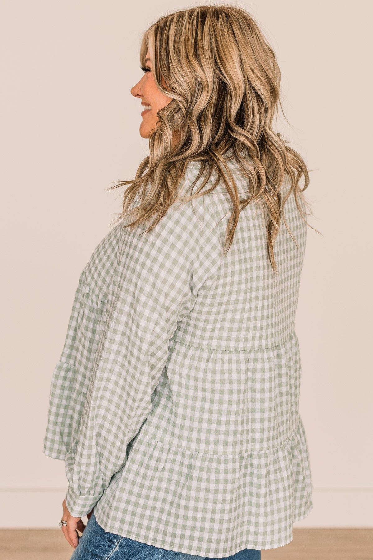 What A Dream Long Sleeve Button Top- Sage - Image 6