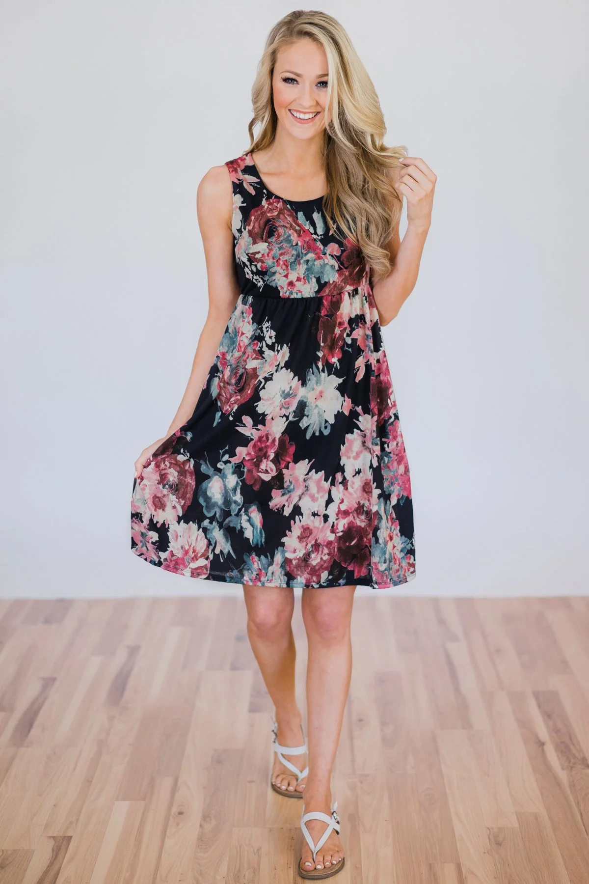 What I Like About You Floral Dress- Navy