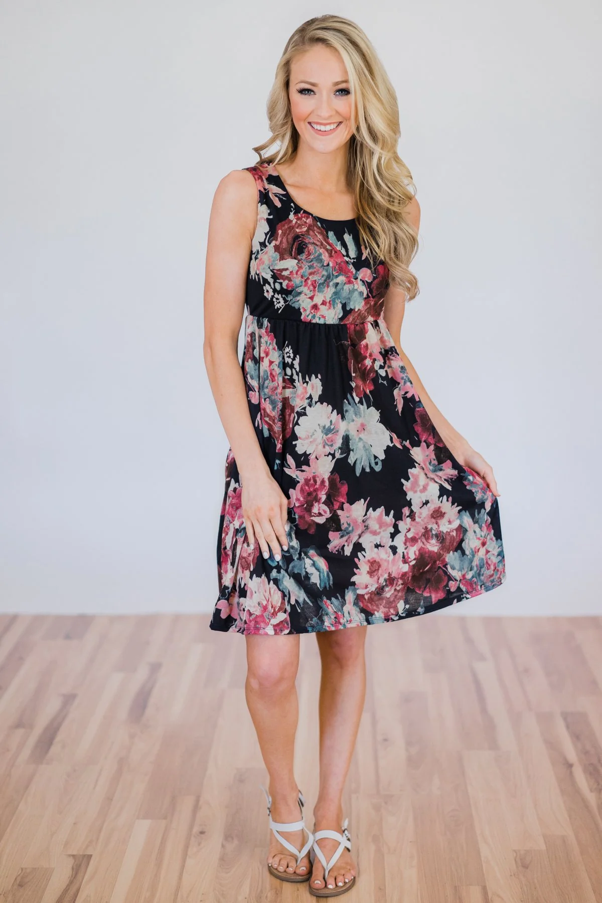 What I Like About You Floral Dress- Navy - Image 3