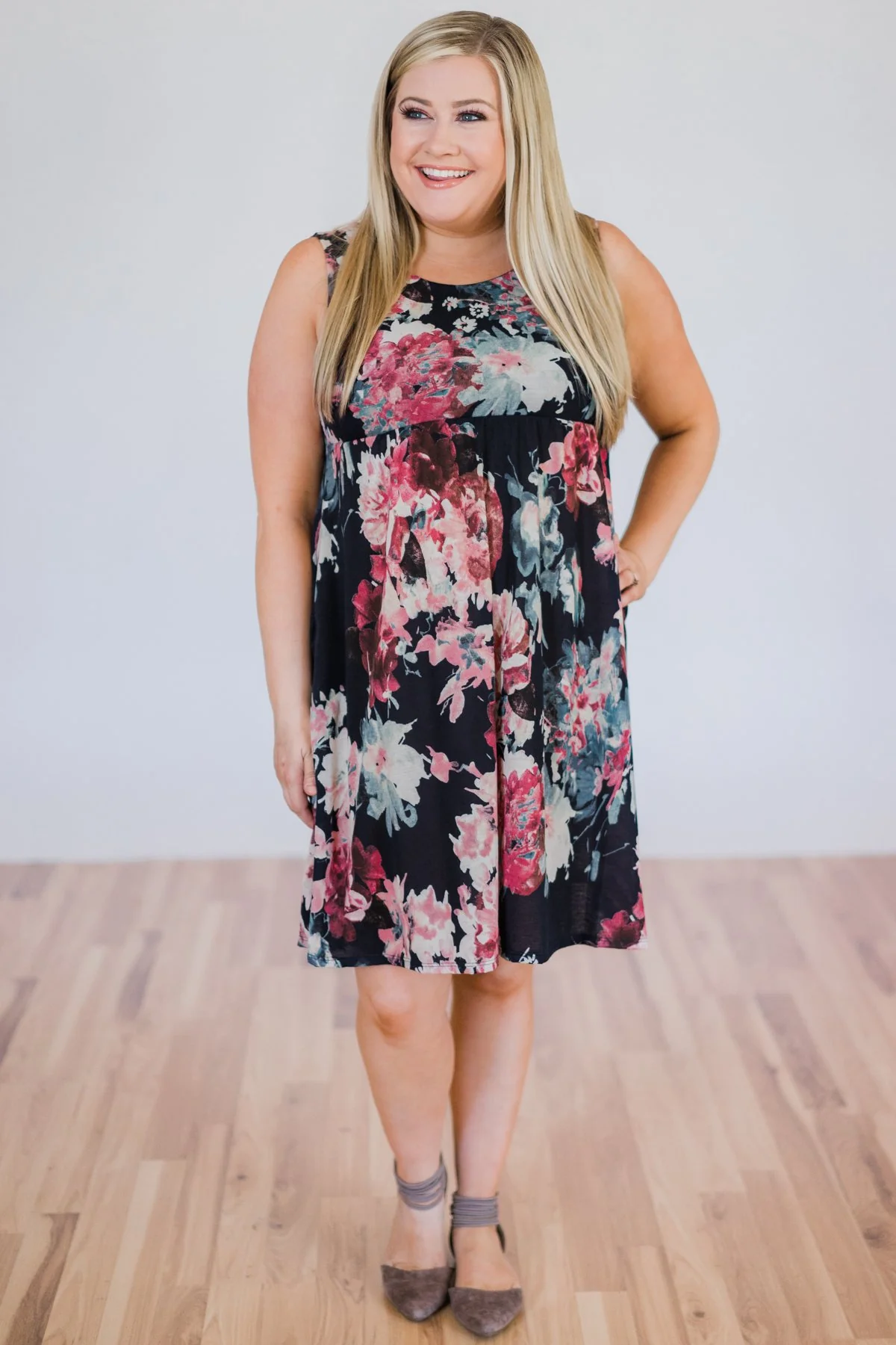 What I Like About You Floral Dress- Navy - Image 4