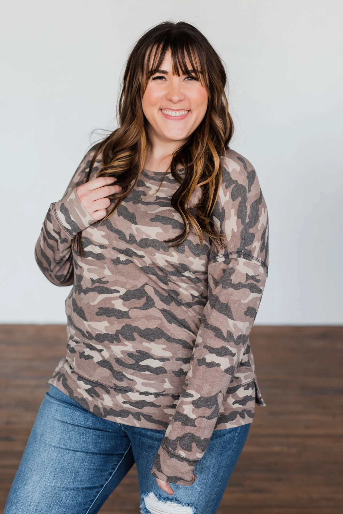 What If Long Sleeve Pullover- Brown Camo - Image 4