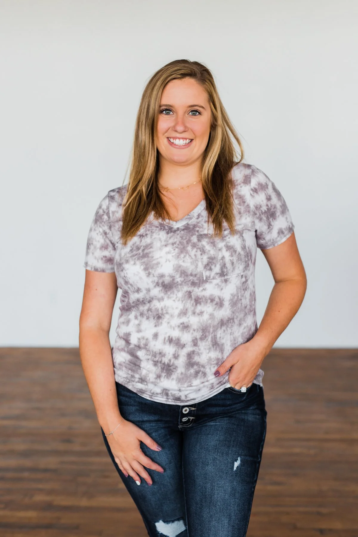 What Is Love V-Neck Tie Dye Top- Mocha - Image 2