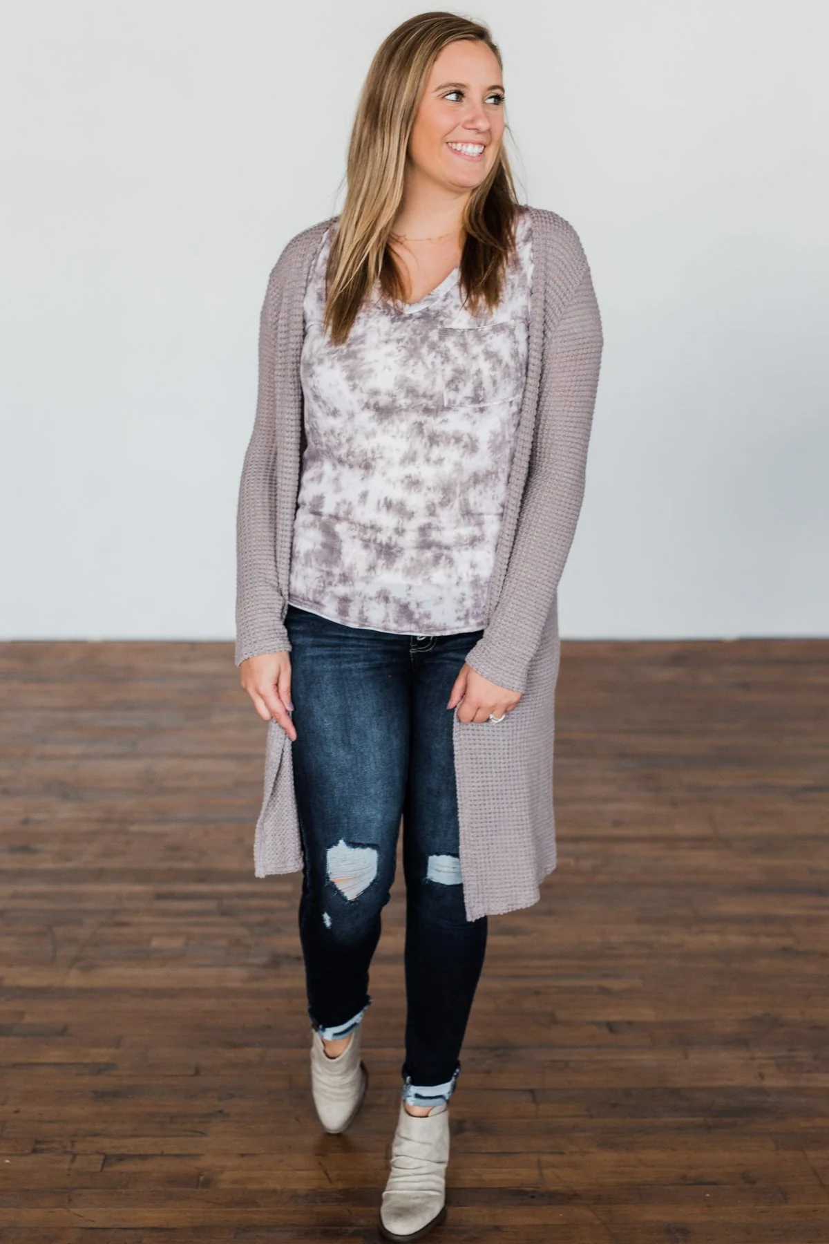 What Is Love V-Neck Tie Dye Top- Mocha - Image 5