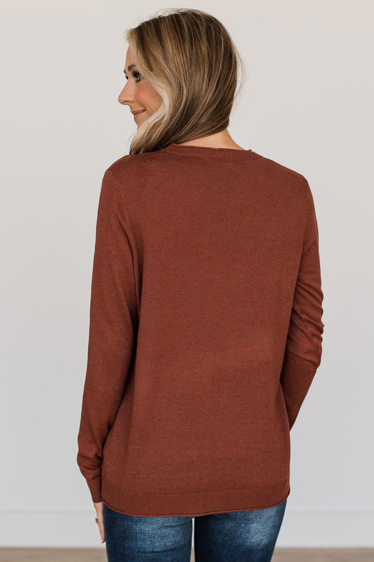 What Matters Most Button Cardigan- Dark Rust - Image 10