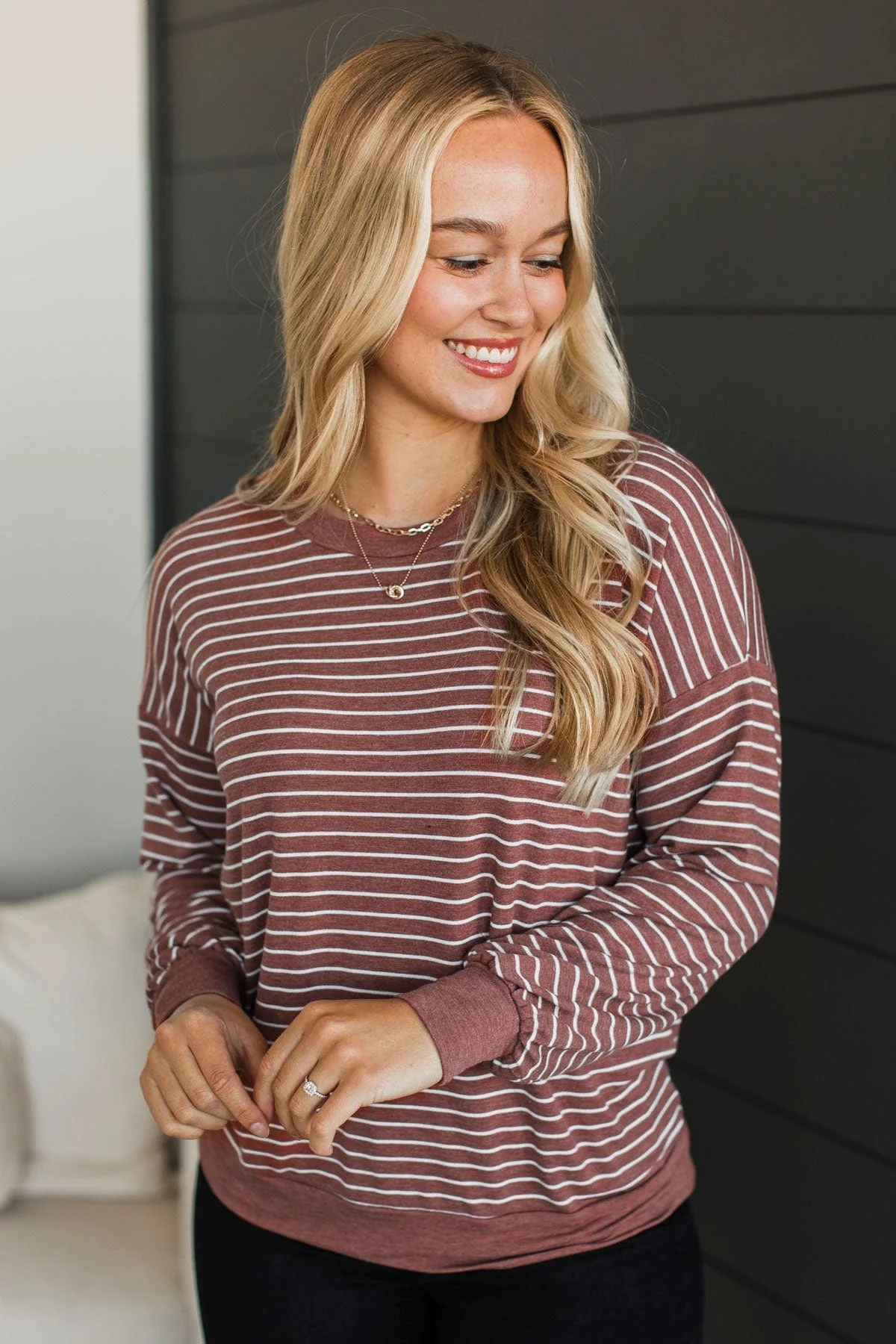 What Really Matters Long Sleeve Top- Rust - Image 2