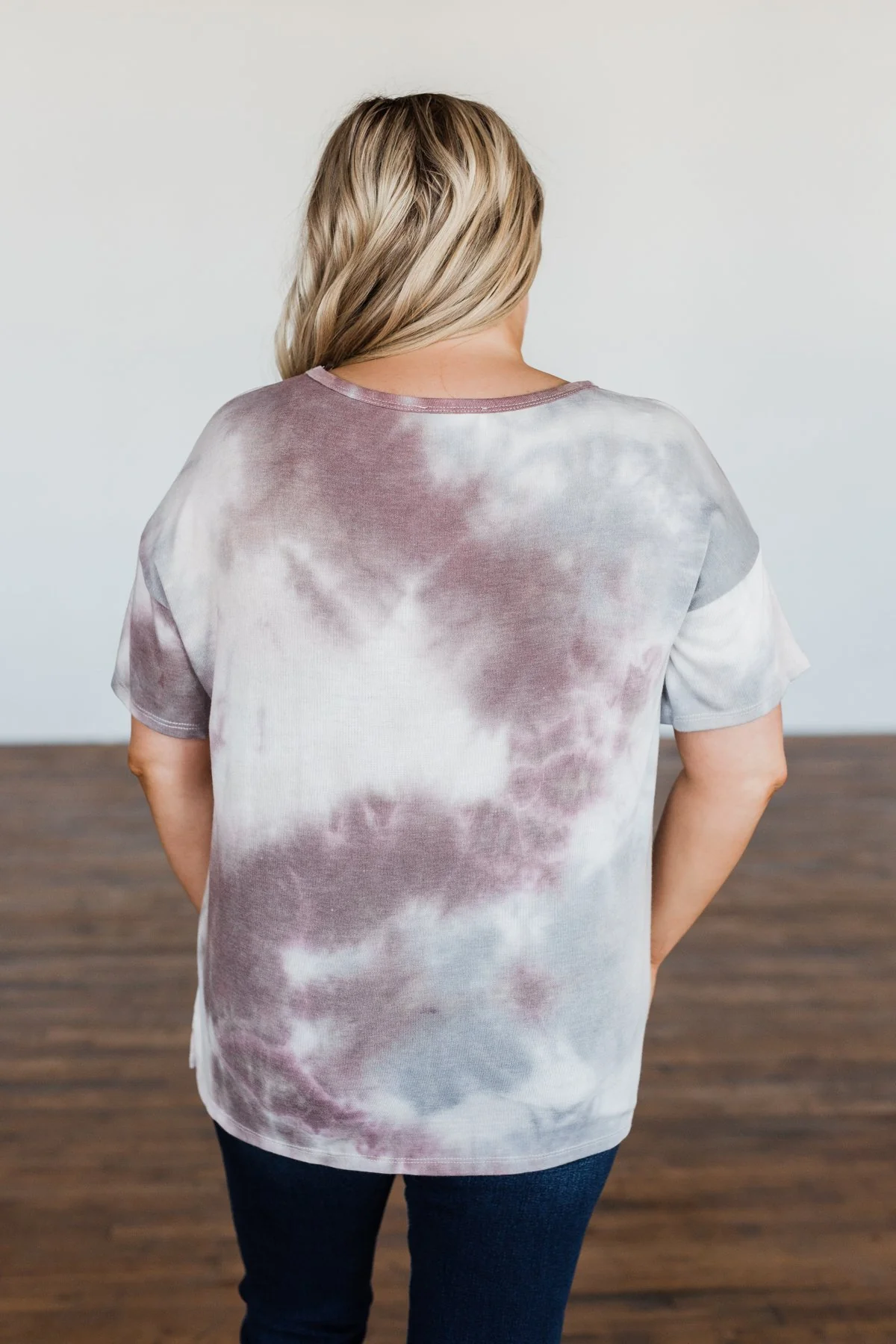 Whatever You Say Tie Dye Top- Plum & Grey - Image 11