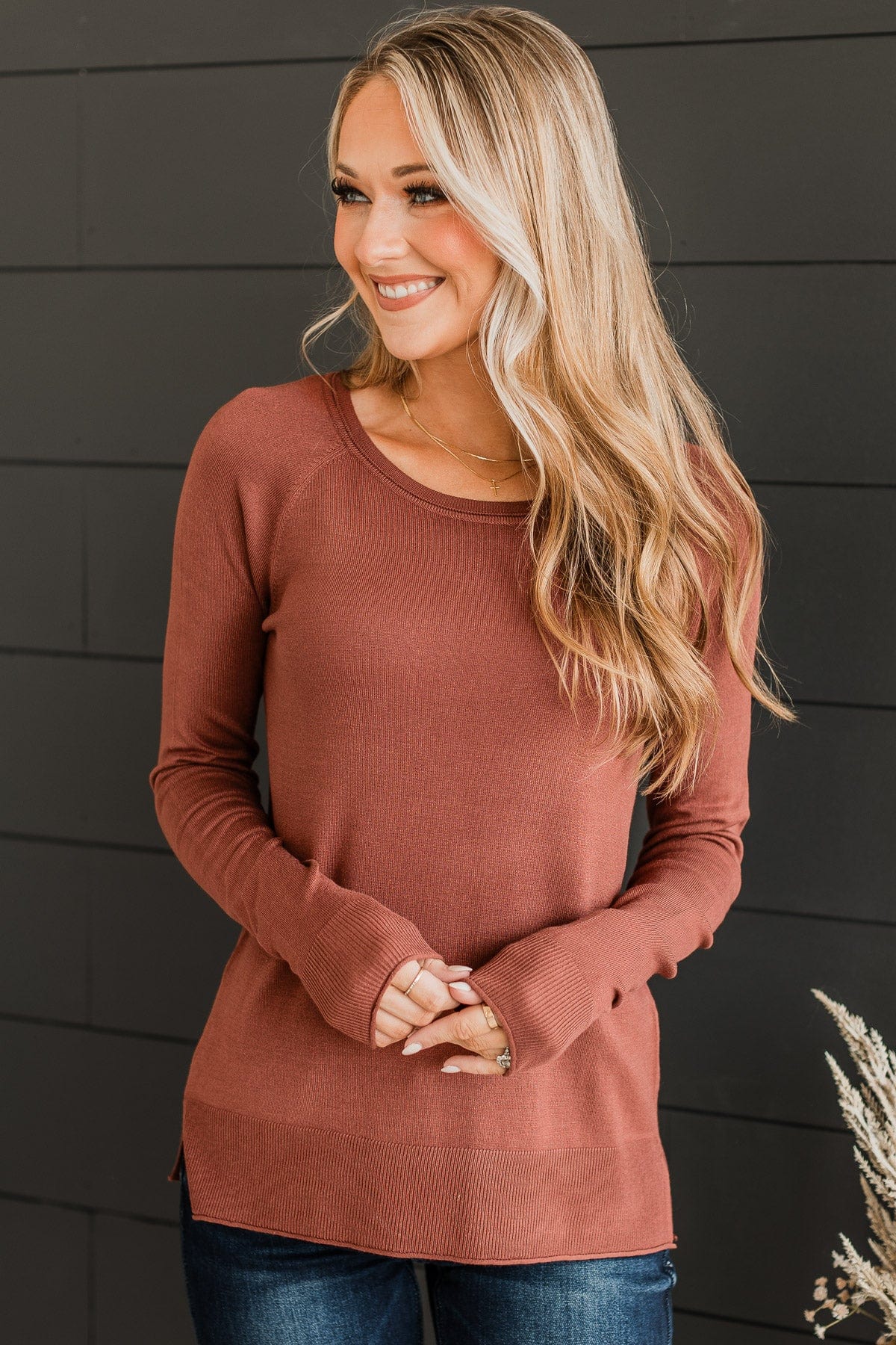 Whatever You Want Knit Sweater- Brick - Image 4