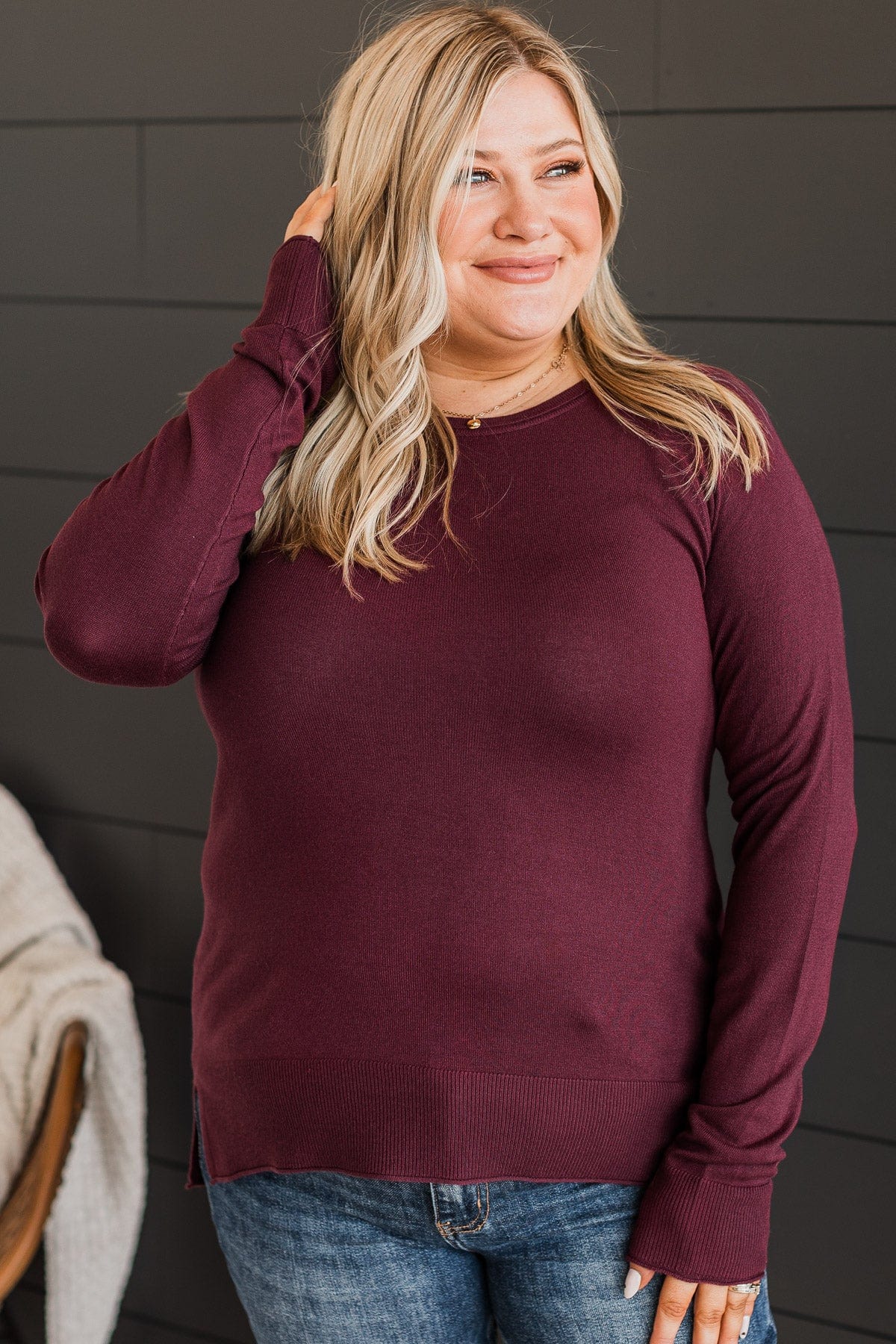 Whatever You Want Knit Sweater- Wine - Image 4