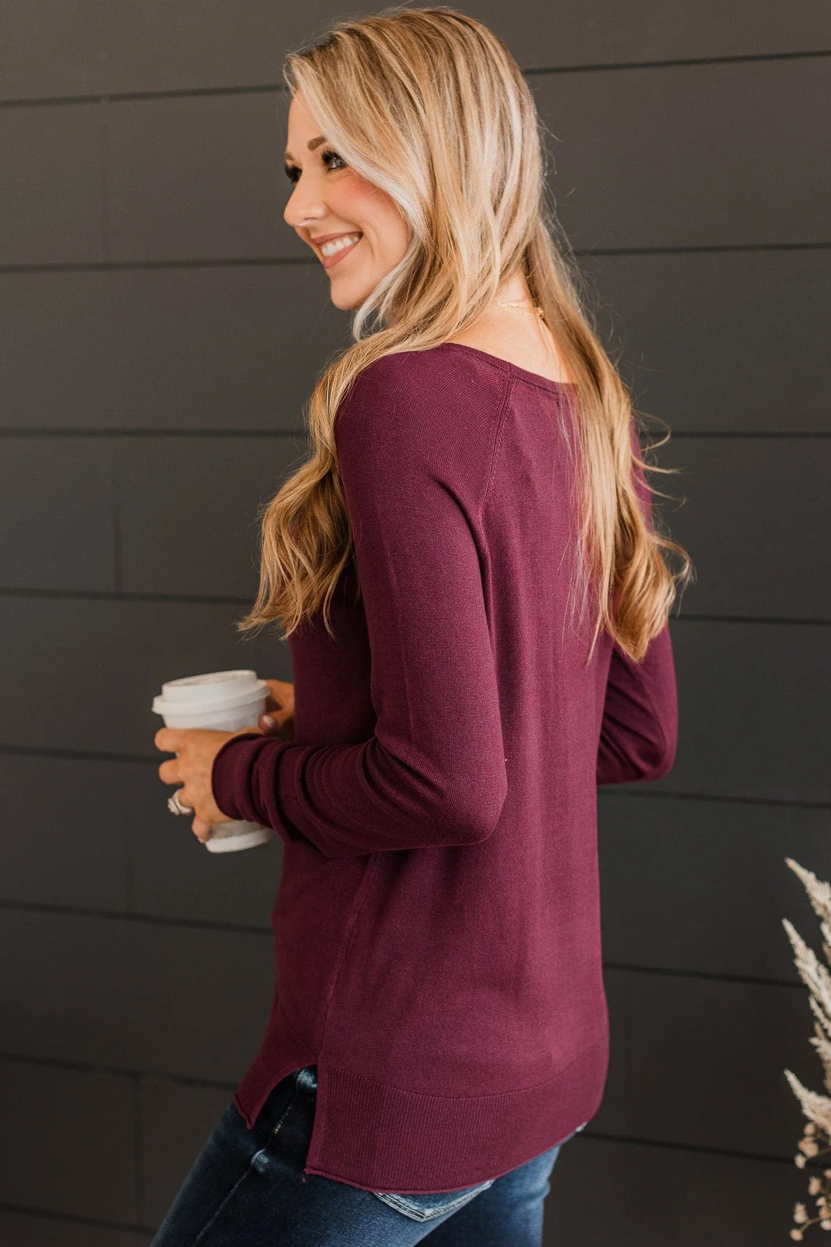 Whatever You Want Knit Sweater- Wine - Image 5