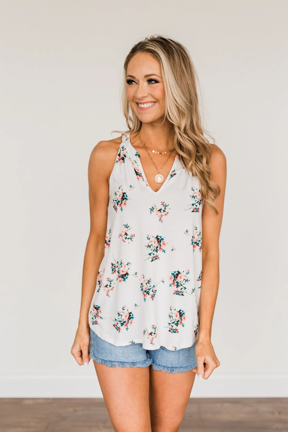 When It Comes To You Floral Tank Top- Ivory - Image 2