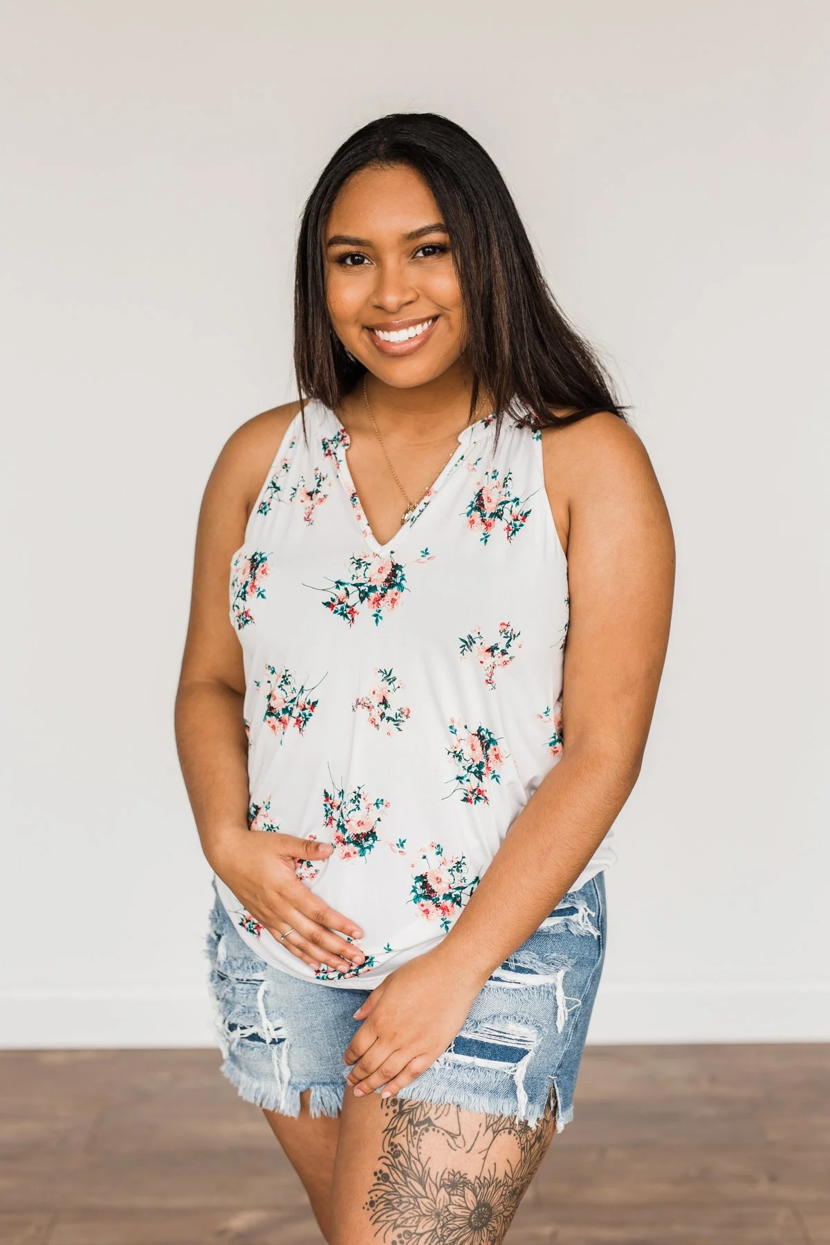 When It Comes To You Floral Tank Top- Ivory - Image 4