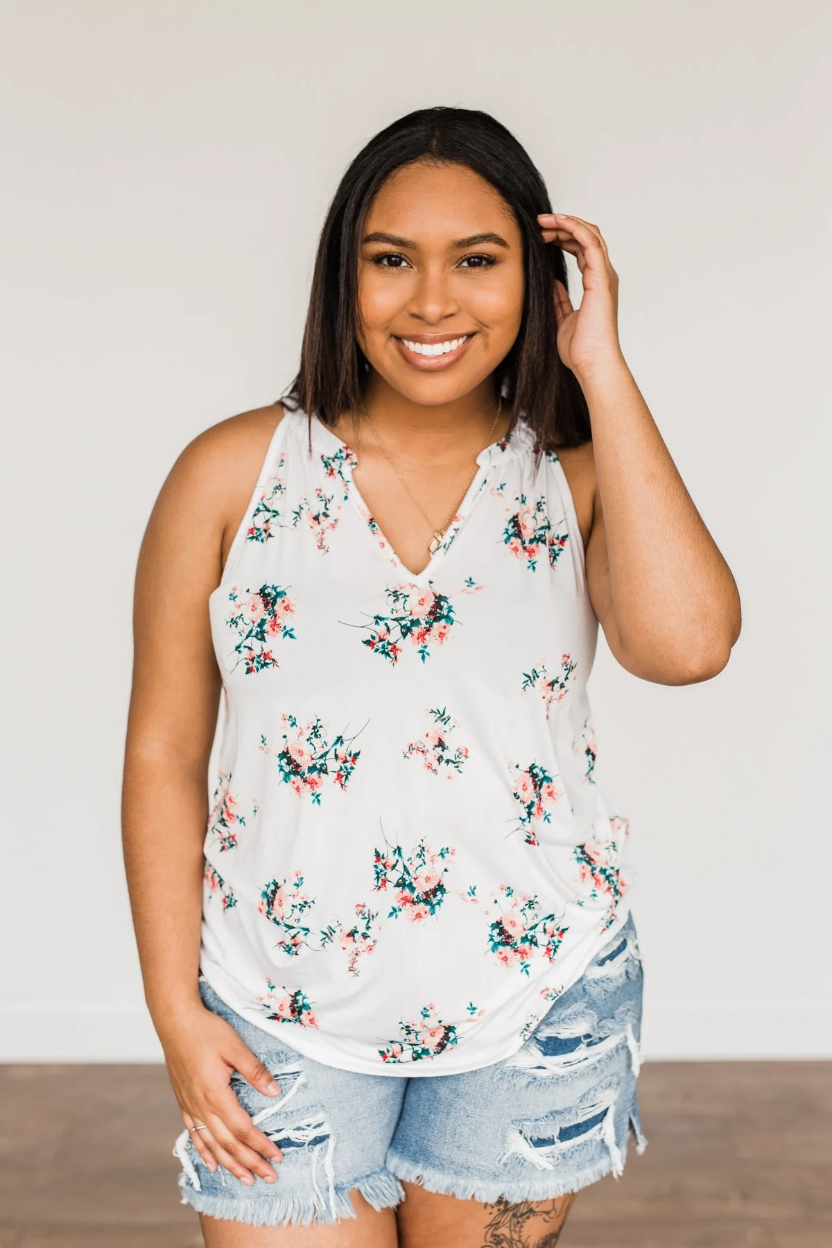 When It Comes To You Floral Tank Top- Ivory - Image 7