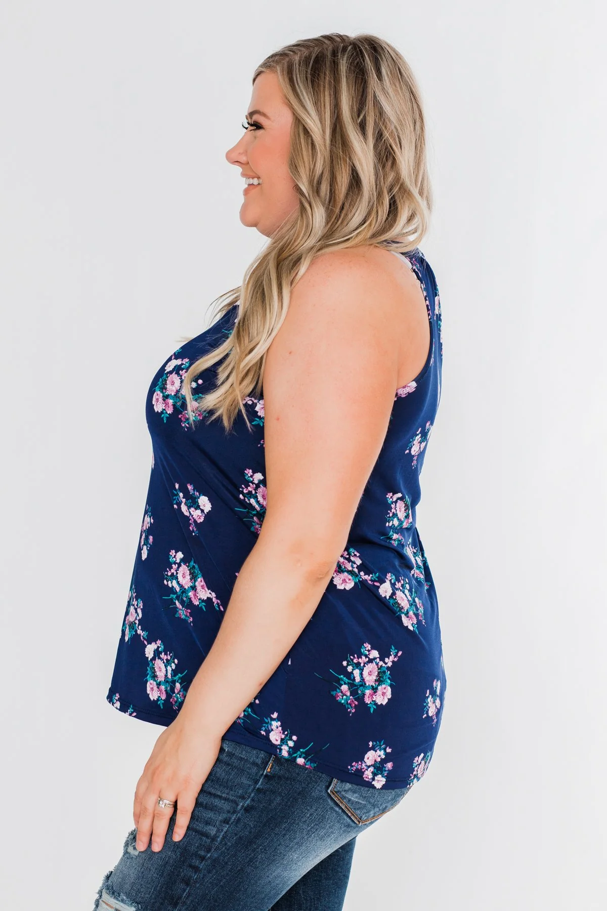 When It Comes To You Floral Tank Top- Navy - Image 9