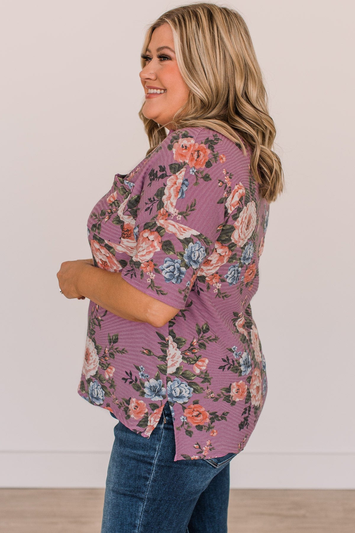 When Magic Happens Floral Top- Purple - Image 6