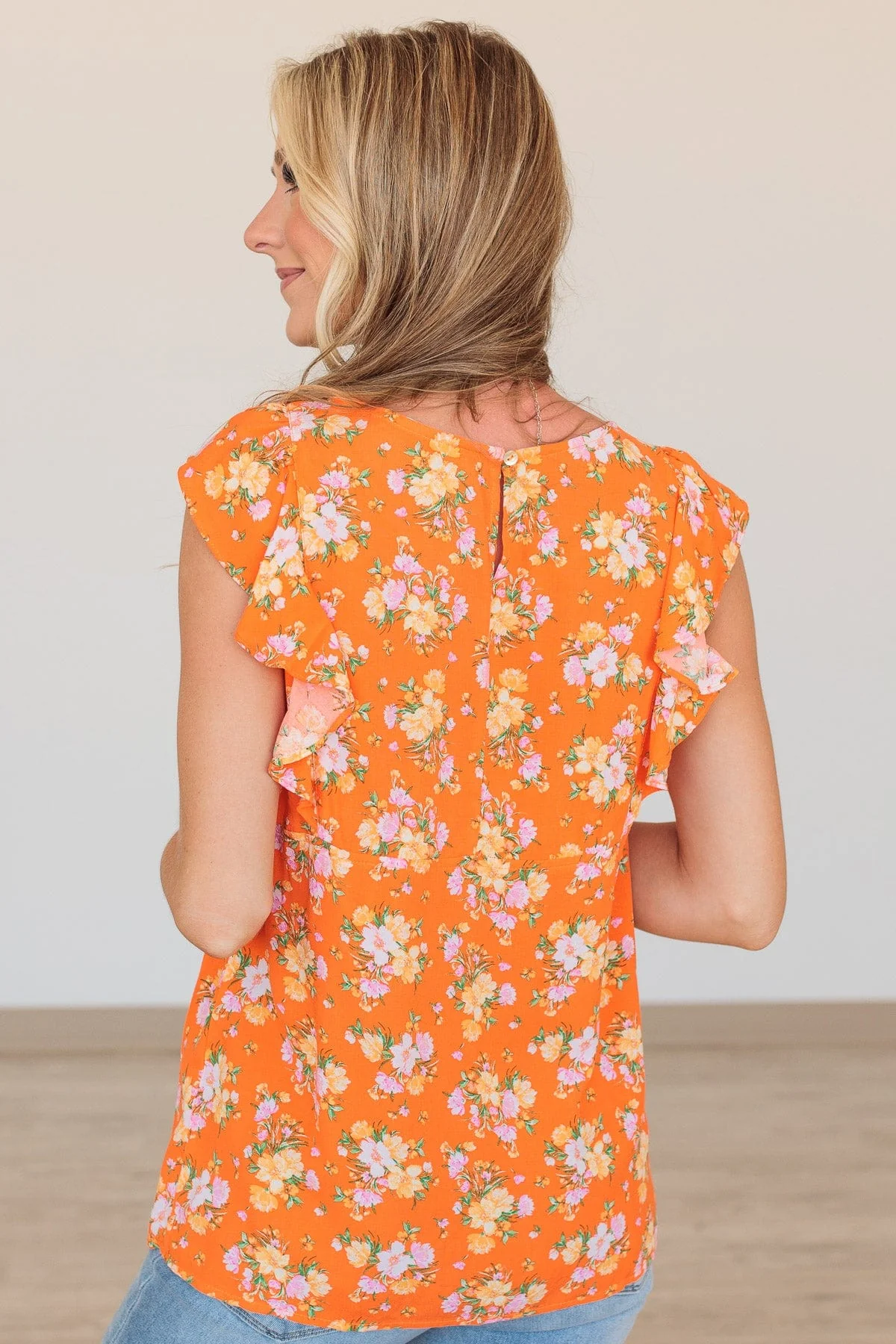 When We Last Spoke Floral Top- Orange - Image 10